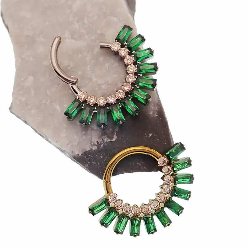 Emerald Green & Champagne CZ clicker 16g