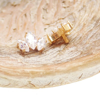 Internally Threaded PVD Gold Triple CZ Top  (0.9mm)