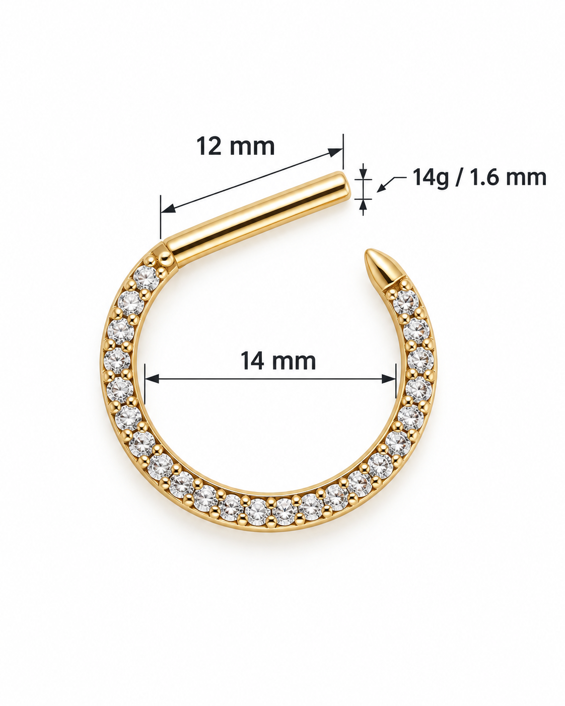 14g CZ Pavéd Nipple Shield Jewelry Implant titanium, Nipple clicker