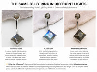 Internally Threaded Natural Labradorite Navel Curve