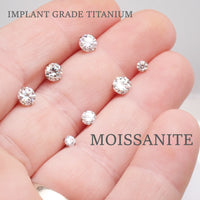 MOISSANITE  Implant grade Titanium Pronged threadless Top