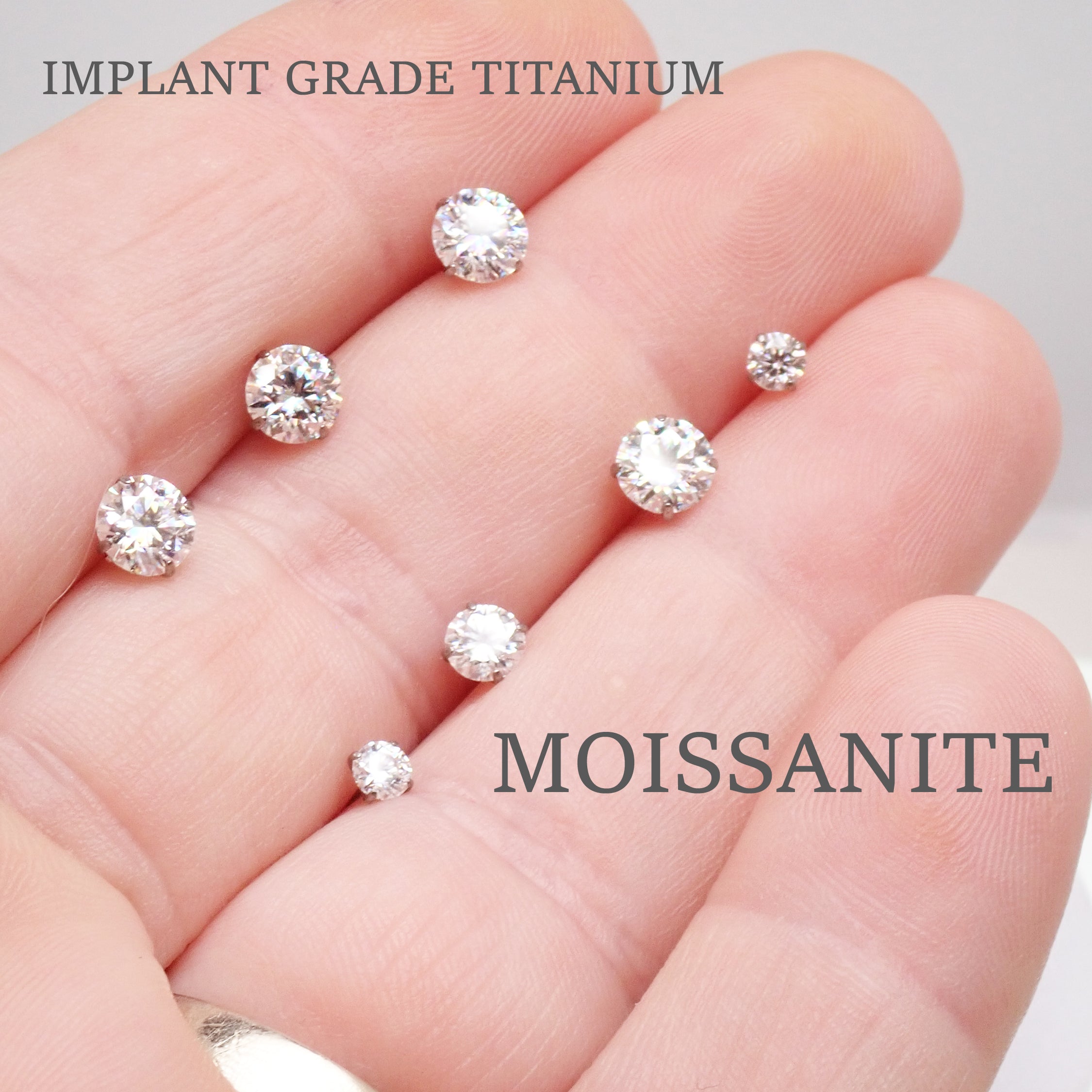 MOISSANITE  Implant grade Titanium Pronged threadless Top