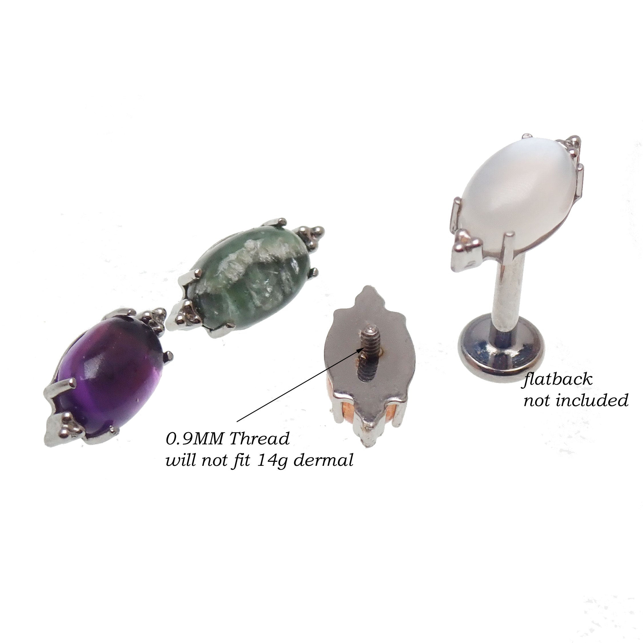 Natural Stone Beaded Oval top (0.9mm thread)