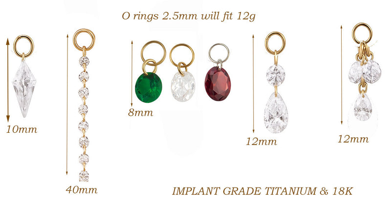 CZ Charm Add-Ons Fits Huggies Implant Grade ASTM F-136