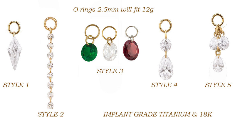 CZ Charm Add-Ons Fits Huggies Implant Grade ASTM F-136