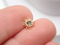 PVD  Gold Sun Moss Agate Top – 0.9mm Thread (Fits 16G & 18G)