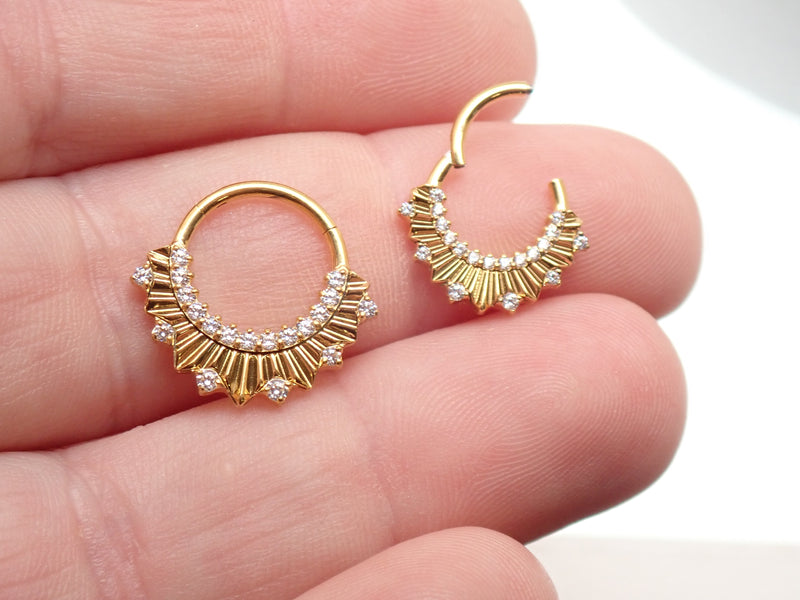 24k PVD Titanium Radiant CZ clicker 16g