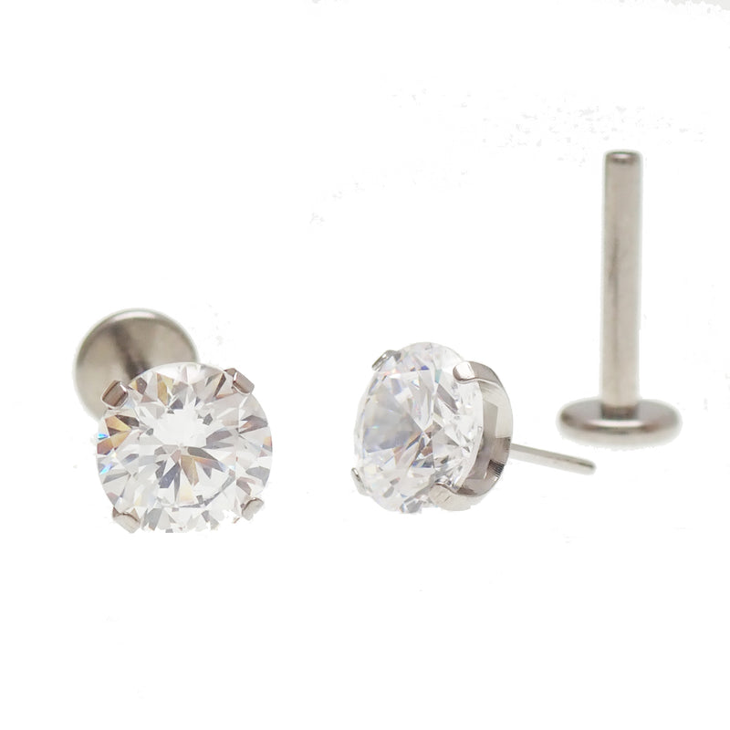 20g Threadless Push Fit Clear CZ Earrings