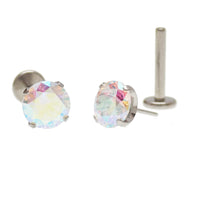 20g Threadless Push Fit AB Rainbow Earrings