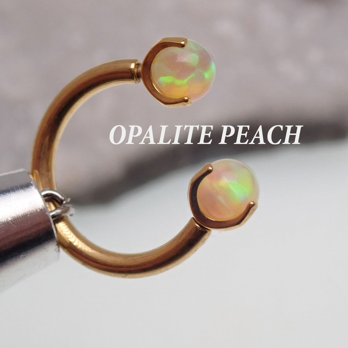 16G 8mm PVD Gold Titanium Fire Opal Horseshoe