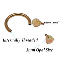 16G 8mm PVD Gold Titanium Fire Opal Horseshoe