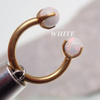16G 8mm PVD Gold Titanium Fire Opal Horseshoe