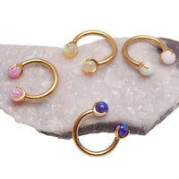 16G 8mm PVD Gold Titanium Fire Opal Horseshoe
