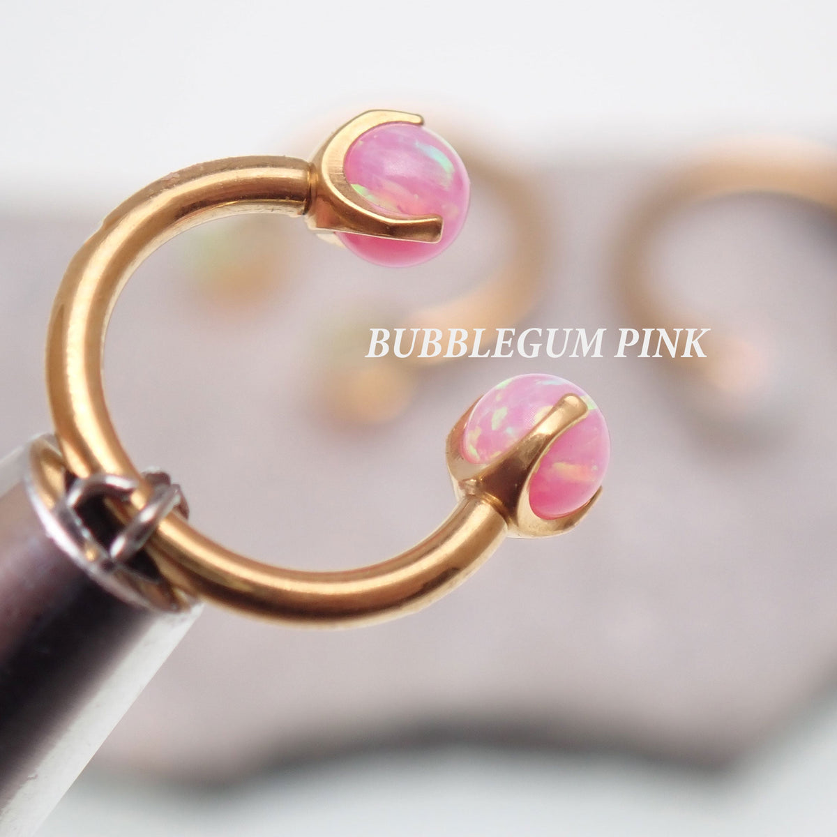 16G 8mm PVD Gold Titanium Fire Opal Horseshoe