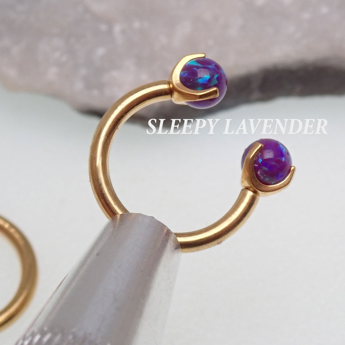 16G 8mm PVD Gold Titanium Fire Opal Horseshoe