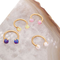16G 8mm PVD Gold Titanium Fire Opal Horseshoe