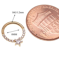 16G PVD Gold Titanium Star Clicker 8mm