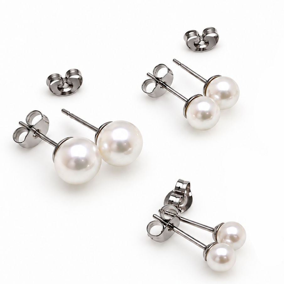 Implant Titanium Pearl Earrings 20g Pair