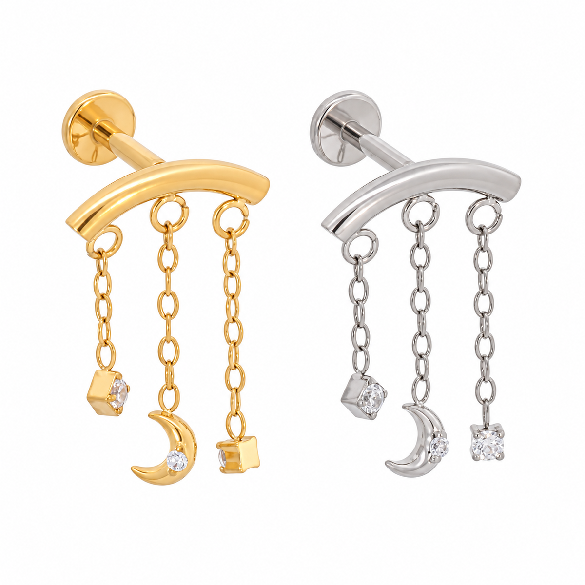 Implant Grade Titanium Dangle Moon Hidden Helix Push-Fit