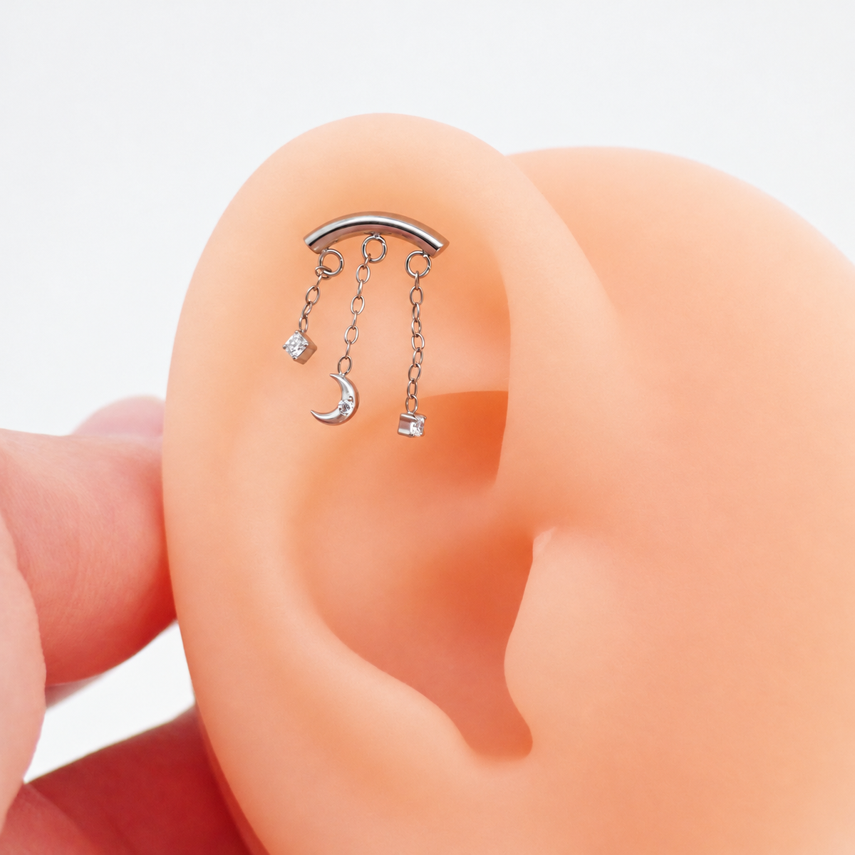 Implant Grade Titanium Dangle Moon Hidden Helix Push-Fit