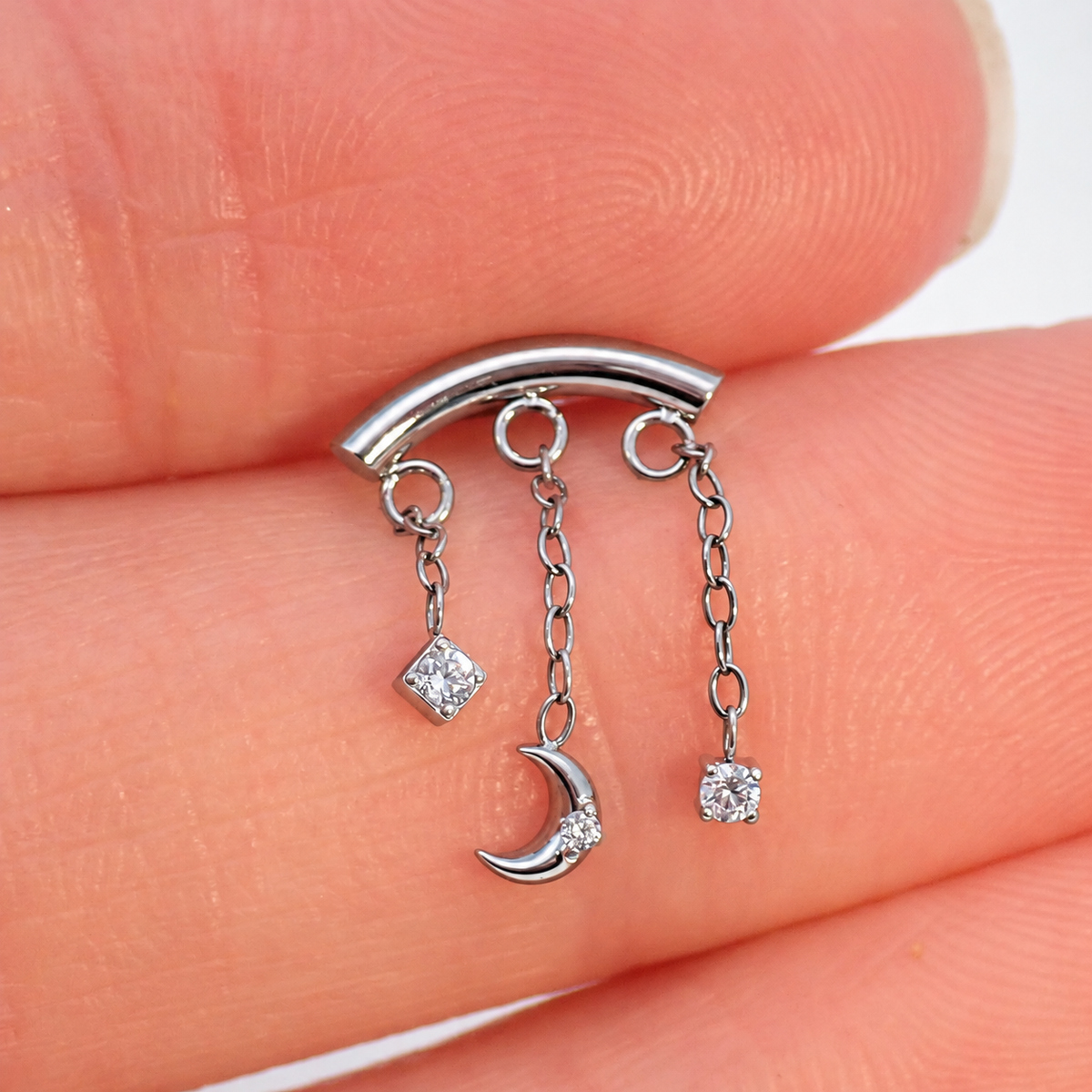 Implant Grade Titanium Dangle Moon Hidden Helix Push-Fit