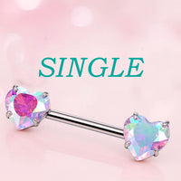 14G 14mm Heart Nipple Barbell – Internally Threaded