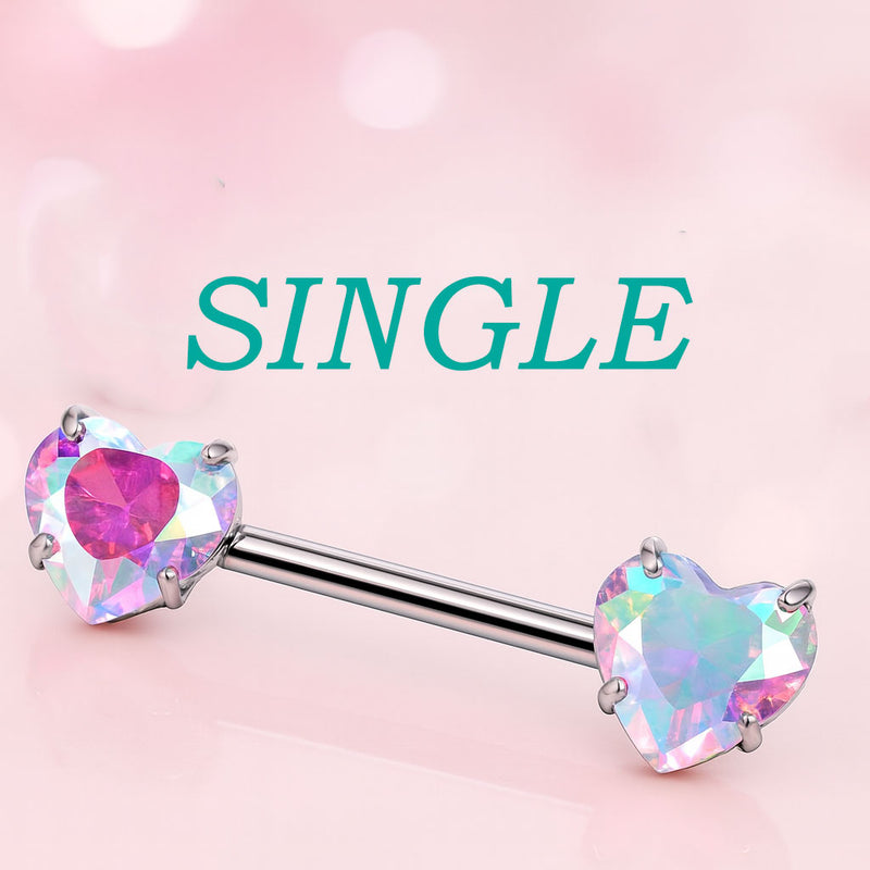 14G 14mm Heart Nipple Barbell – Internally Threaded