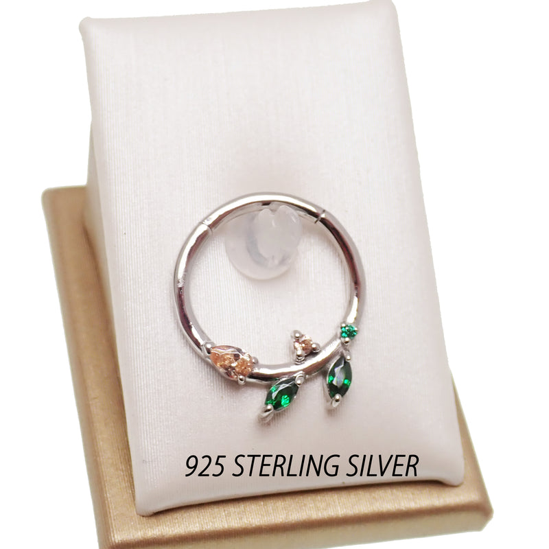 925 Sterling Silver Leaf Clicker 16g