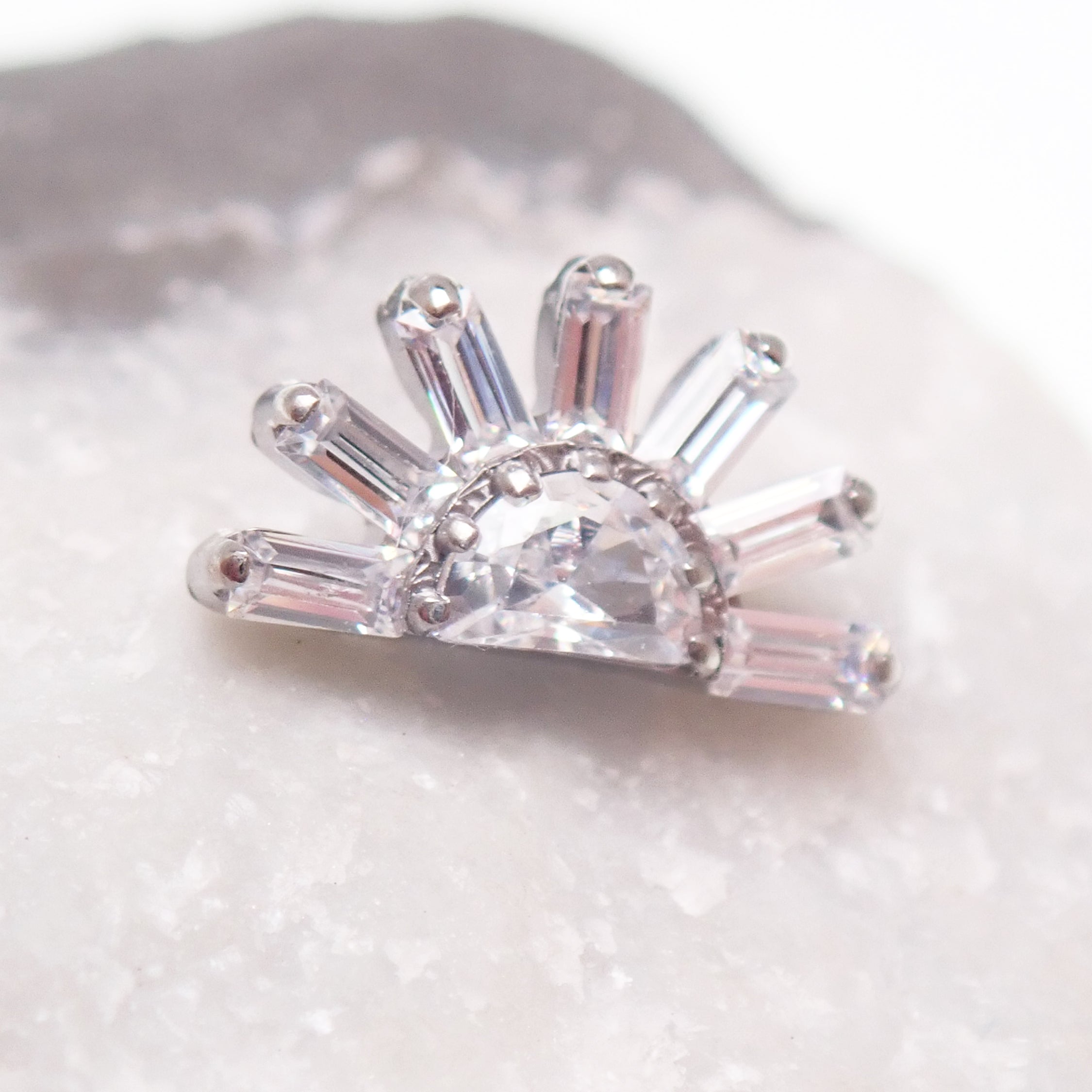 Titanium Sunburst CZ marquise 0.9mm internally Threaded - magpie body jewelry