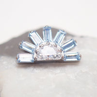 Titanium Sunburst CZ marquise 0.9mm internally Threaded - magpie body jewelry