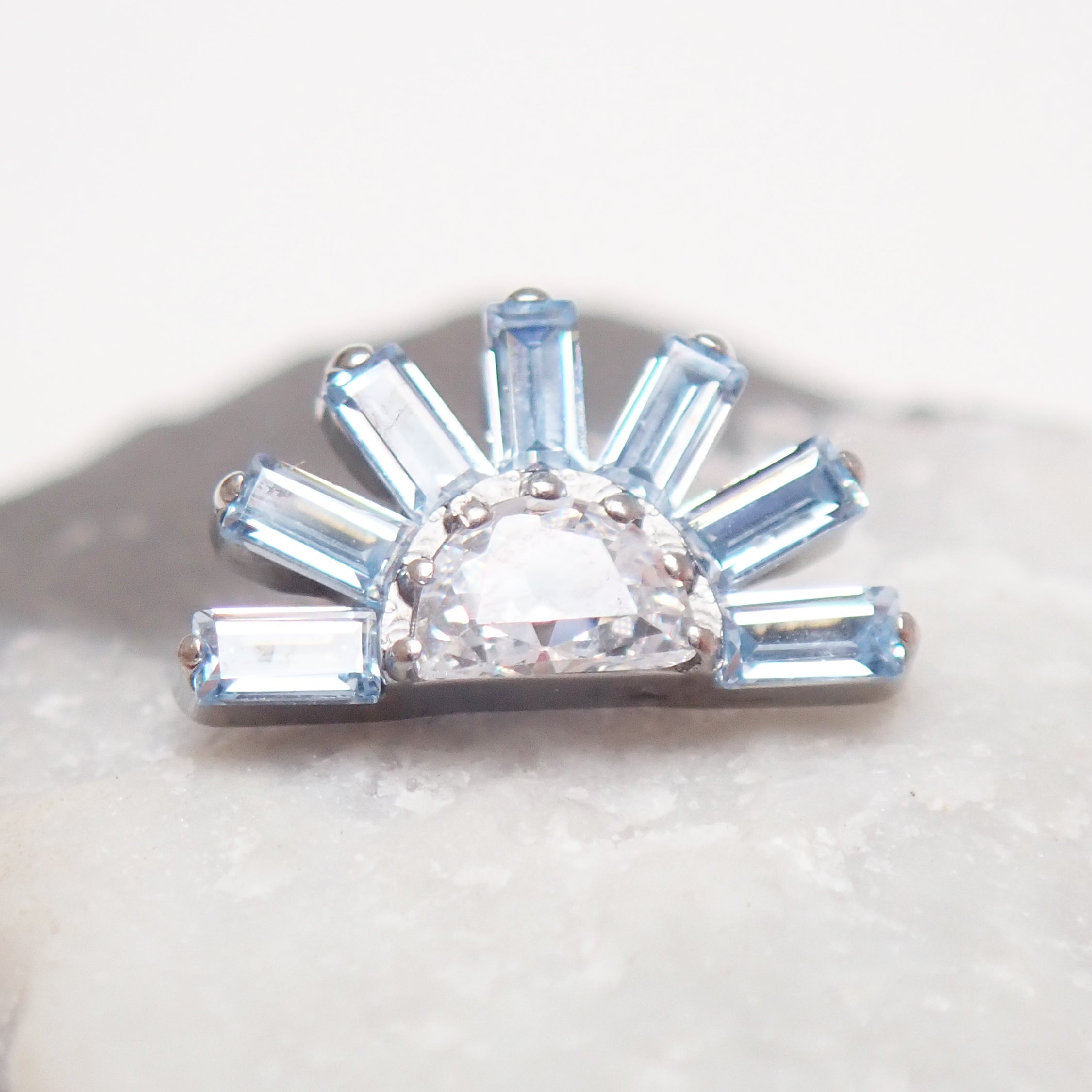 Titanium Sunburst CZ marquise 0.9mm internally Threaded - magpie body jewelry