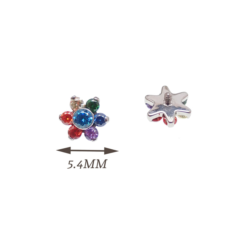 Internally Threaded CZ Flower 1.2mm thread