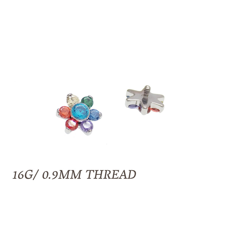 Internally Threaded CZ Flower 1.2mm thread