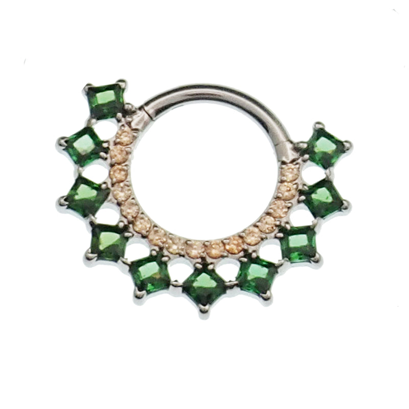 16g CZ Square Emerald Titanium Clicker