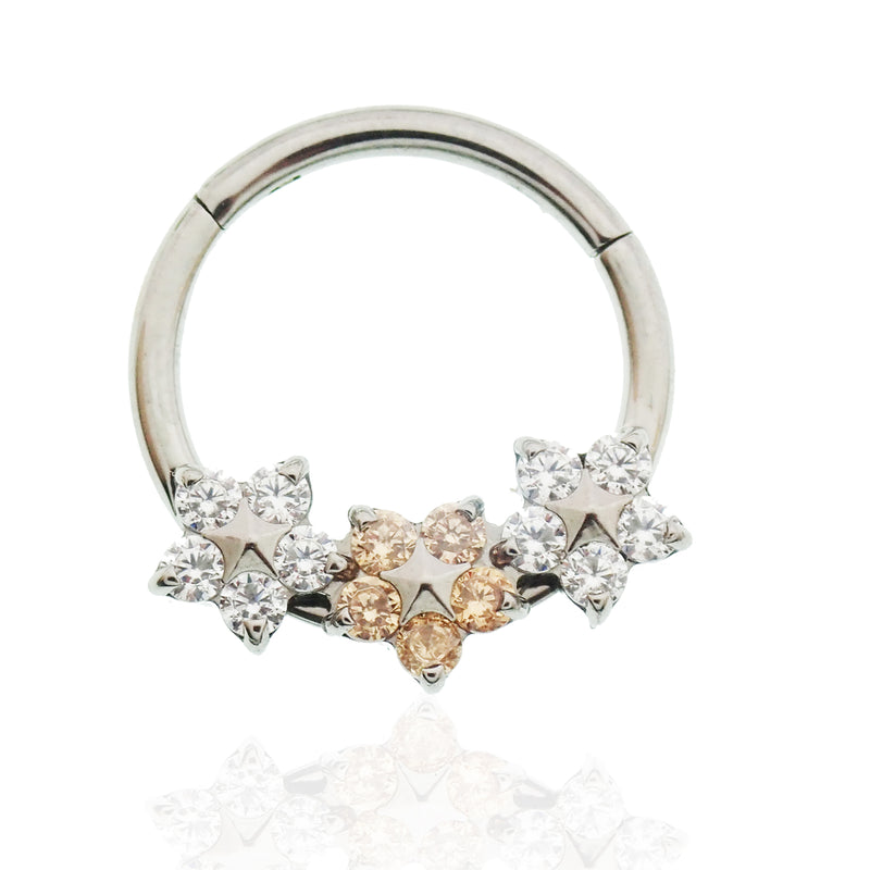 16g CZ Champagne Flower Hinged Clicker