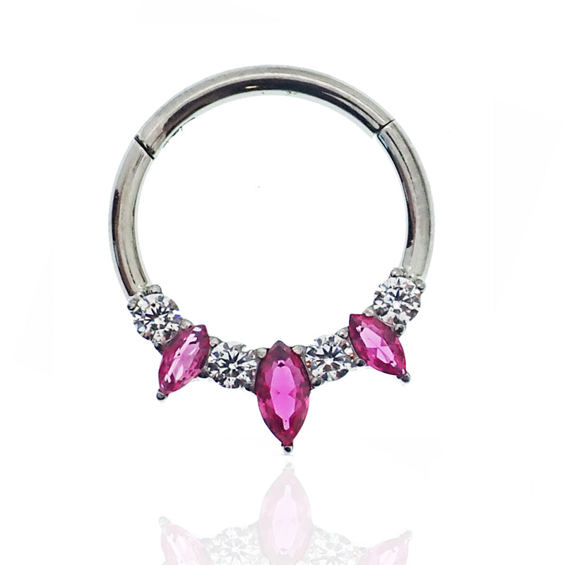 Marquise Cerise & Clear CZ Clicker