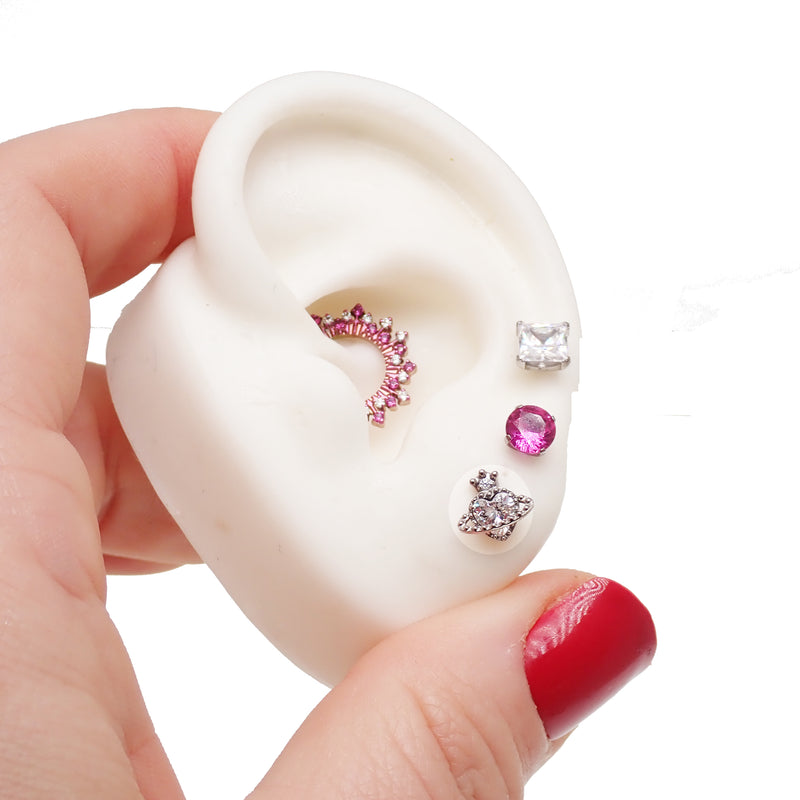 Titanium Heart Crown CZ Earrings