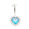 Aqua Blue Heart Belly Ring 14g -10mm