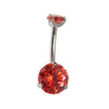 Internally Threaded CZ  Navel Curve  Ruby Orange