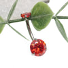 Internally Threaded CZ  Navel Curve  Ruby Orange