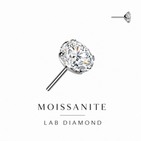 Moissanite lab diamond earring on a white background with 'Moissanite Lab Diamond' text.