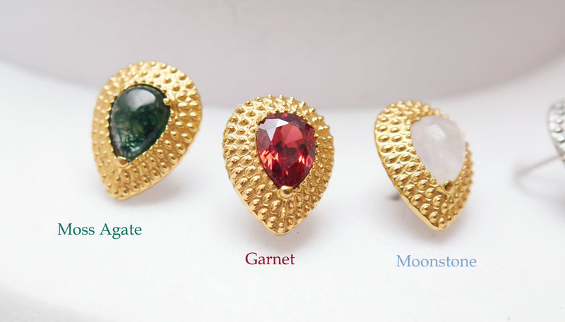 PVD Gold Threadless Beaded  Teardrop