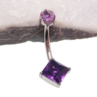 Internally Threaded Natural Amethyst Navel Curve