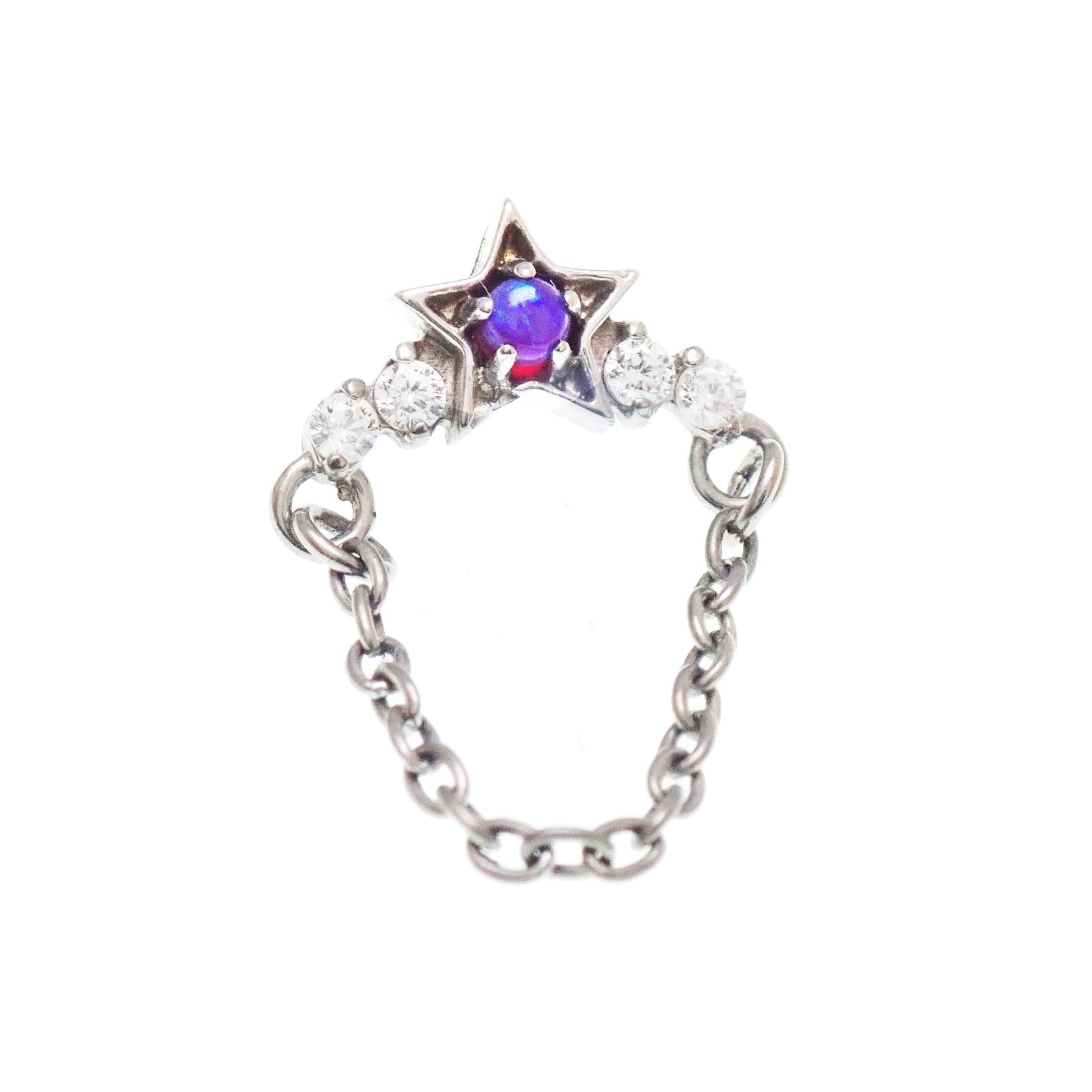 Star Opal Chain Threadless Top Titanium