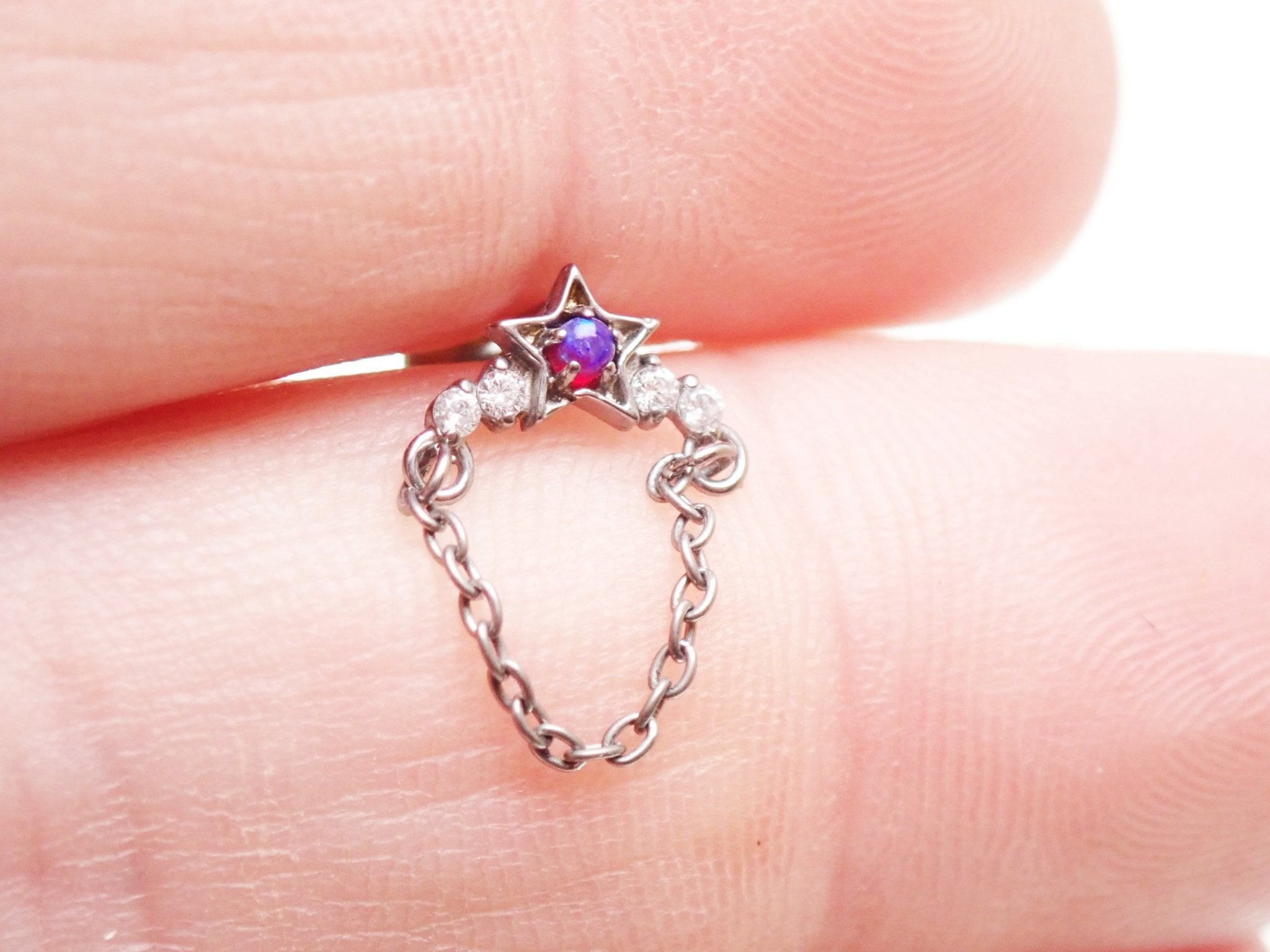 Star Opal Chain Threadless Top Titanium