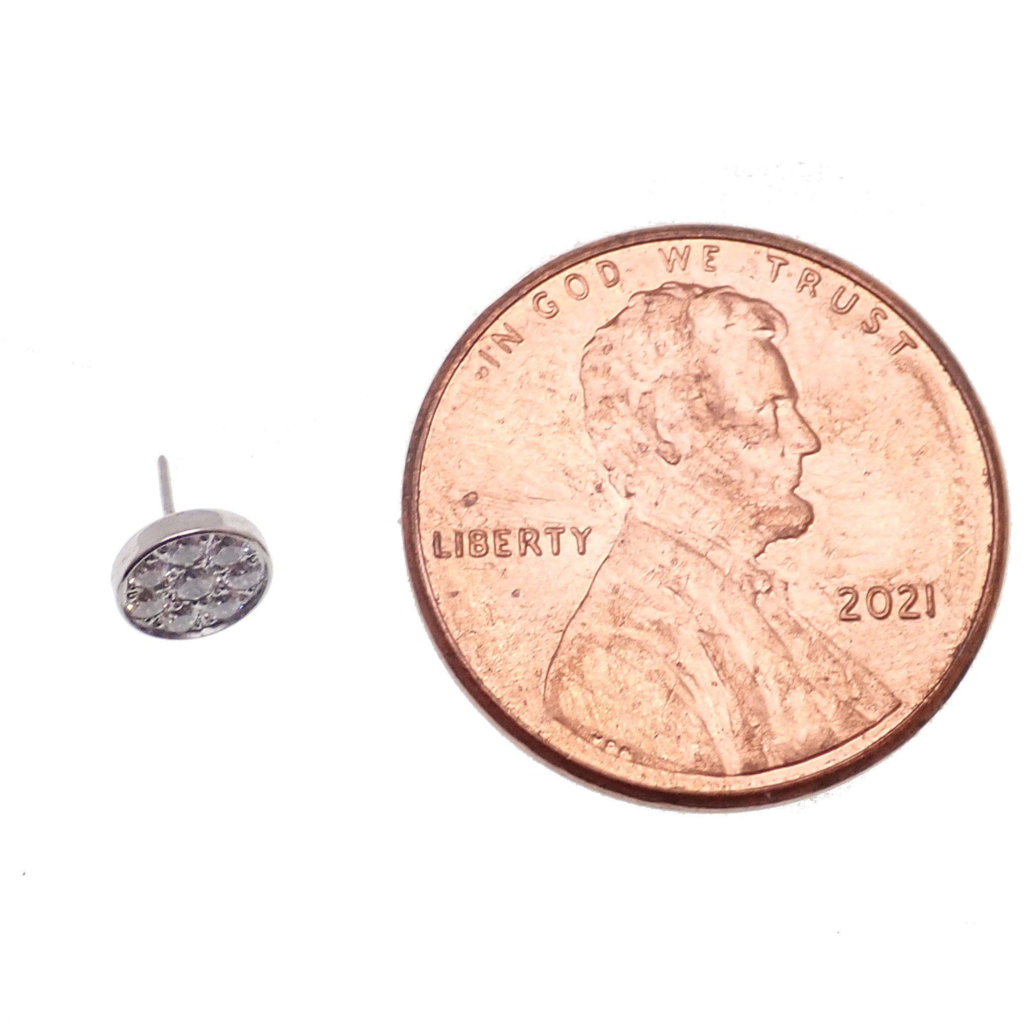 CZ pave Disc Threadless Top Titanium