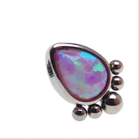 Beaded opal tear drop push fit body jewelry in 14g, 16g, 18g, 20g sizes by Body Clickers, showing a flat back design.