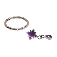 Implant grade titanium amethyst hinge clicker body jewelry in 16g with 8mm or 10mm size, featuring a secure hinge design.