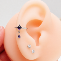 Implant grade titanium amethyst hinge clicker body jewelry in 16g with 8mm or 10mm size, featuring a secure hinge closure.