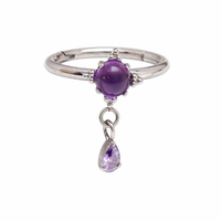Titanium amethyst hinge clicker body jewelry, 16g with 8mm or 10mm size, featuring a sleek implant-grade design and vibrant purple gemstone.